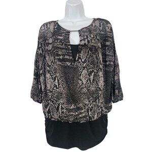 Jennifer Lopez Womens Small Snake Print Blouse With Keyhole Neckline Small